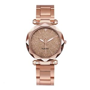 *EMALINE* Rose Gold x Brown Rhinestone Fashion Quartz Watch